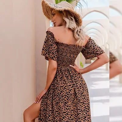 cute Leopard Shoulder Dress for sale
