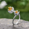 2022 Real Lotus Fun 925 Sterling Silver Natural Handmade Designer Fine Jewelry Adjustable Fresh Blossom Rings for Women Grunge