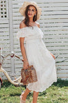 beach White Embroidered Country Dress Chic