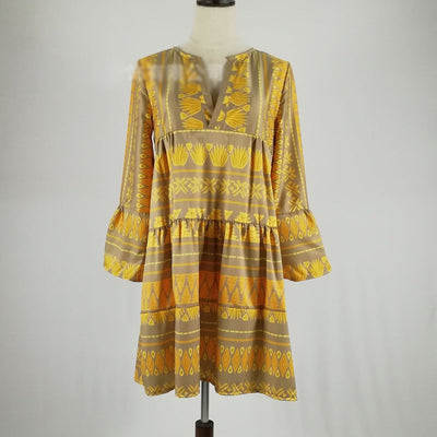 cheap Yellow Boho Short Dress Lace