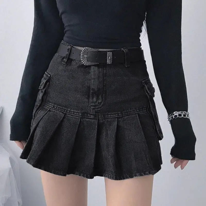 summer Black Jean Short Skirt summer
