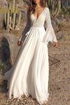 Lace Boho Long Dress White with Lace bridesmaid dresses
