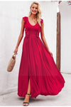 Lace Boho chic red long dress flower