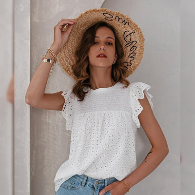 Lace Boho Tunic with English Embroidery flower