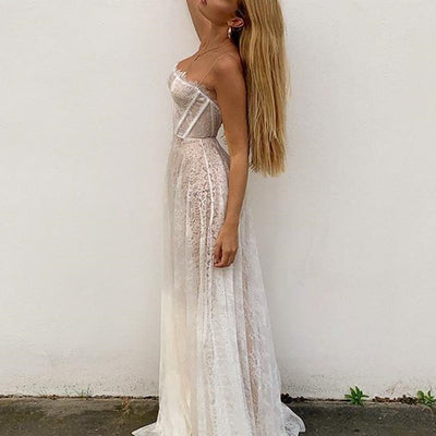 formal Boho White Lace Maxi Dress Gypsy