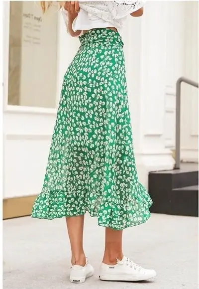 winter Long skirt Boho green cheap