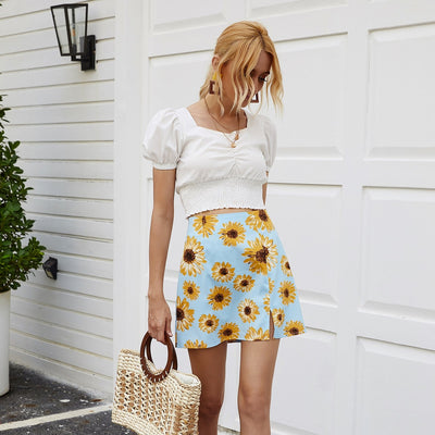 Chic Short Sunflower Skirt Chic