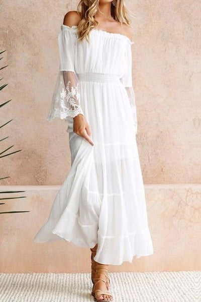 Gypsy White Dress Long Boho formal