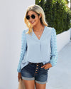 summer Boho Blouse with Pompon Sleeves Ethnic