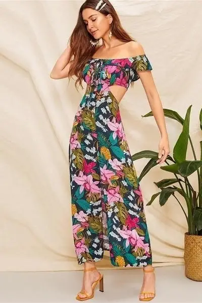 Hippie Bohemian chic floral maxi dress 2021
