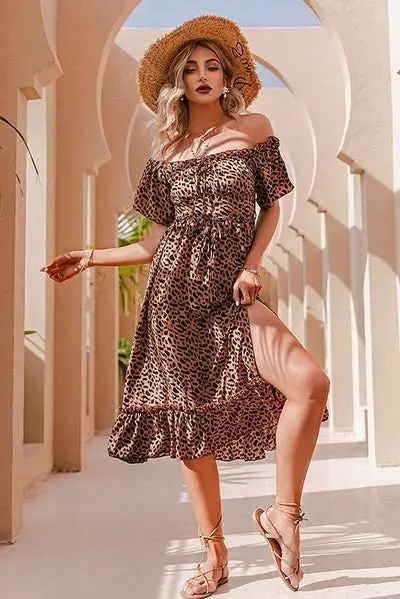 Grunge Leopard Shoulder Dress cheap