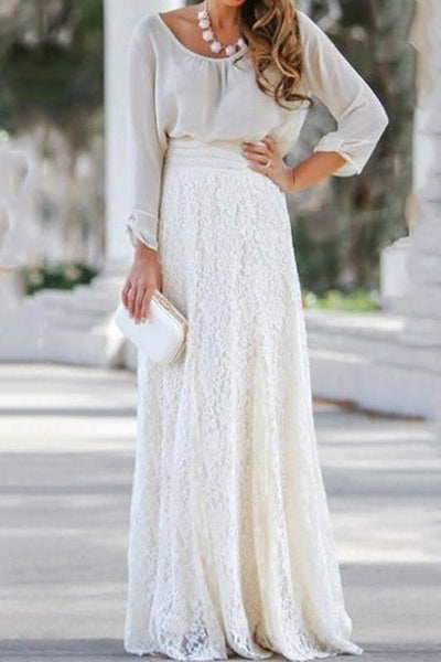 for sale Long Boho Skirt White Lace Cowgirl