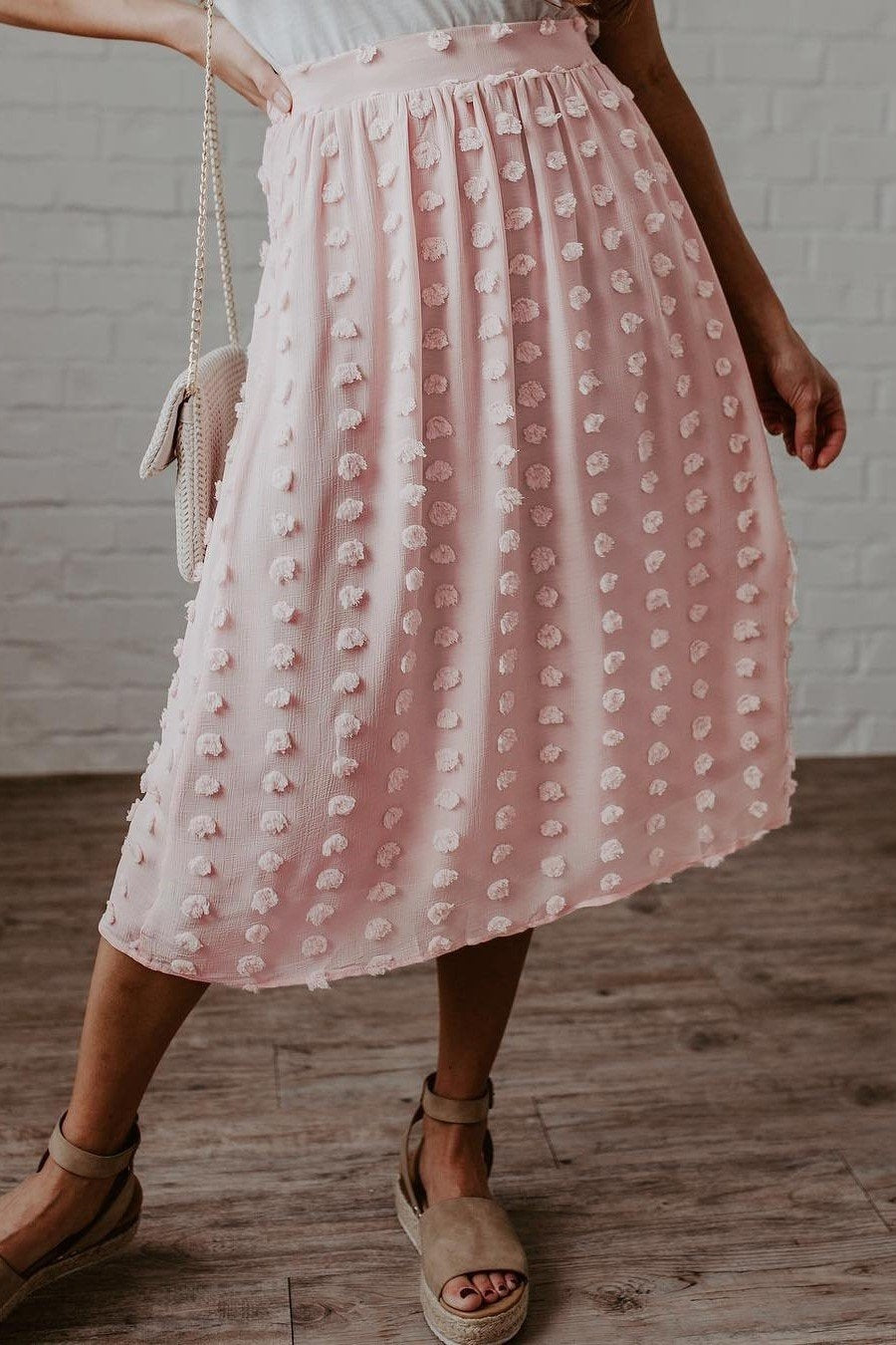 Long Romantic Skirt in Powder Pink