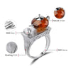 Grunge Lotus Fun Real 925 Sterling Silver Natural Amber Ring Original Handmade Fine Jewelry Vintage Cute Teapot Rings for Women Jewelry party