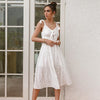 Hippie White Cotton Maxi Dress with Bow Lace