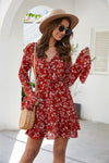 Flower Red Bohemian Dress Embroidered
