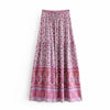 women Boho Long Skirt Pink sun