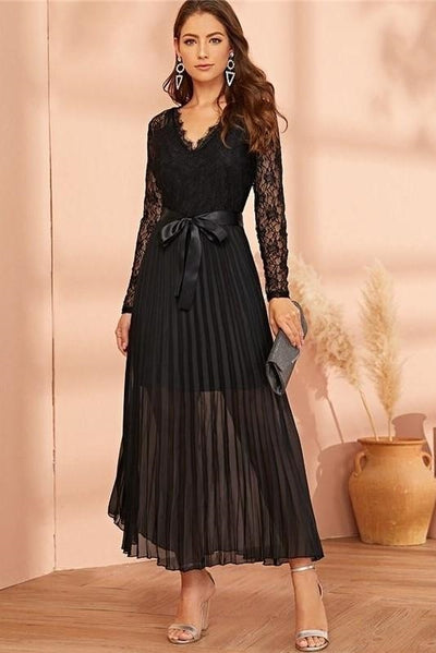 Chic Boho Maxi Dress Black Lace bridesmaid dresses