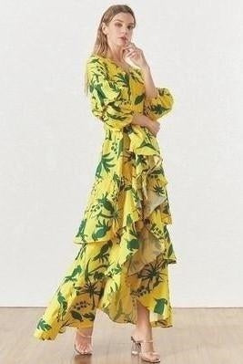 winter Hippie maxi dress yellow flower