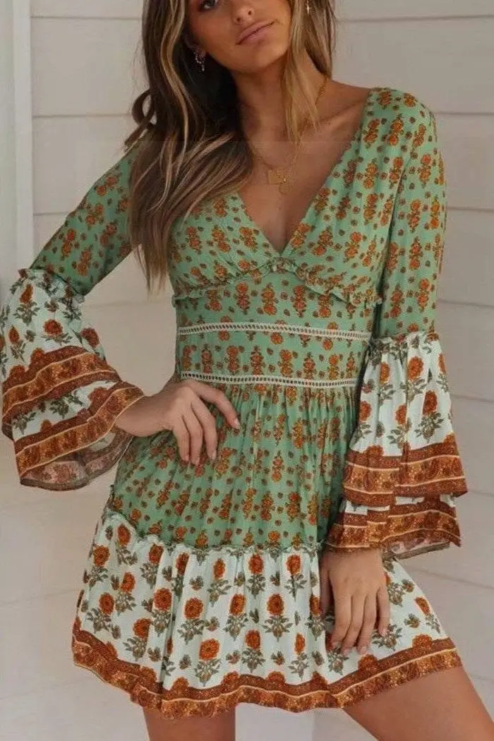 Green hippie dress