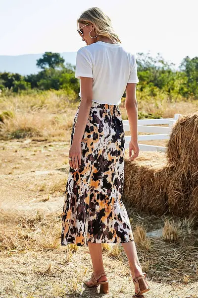 USA Long Leopard Boho Skirt Retro