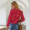 formal Red Boho Blouse with Dots Hippie