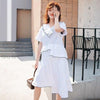 cheap White Maxi Dress with Ruffle  Boho Style Vintage