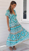 Lace Boho turquoise maxi dress UK