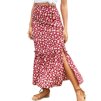 Hippie Long Boho Skirt with Slit0 beach
