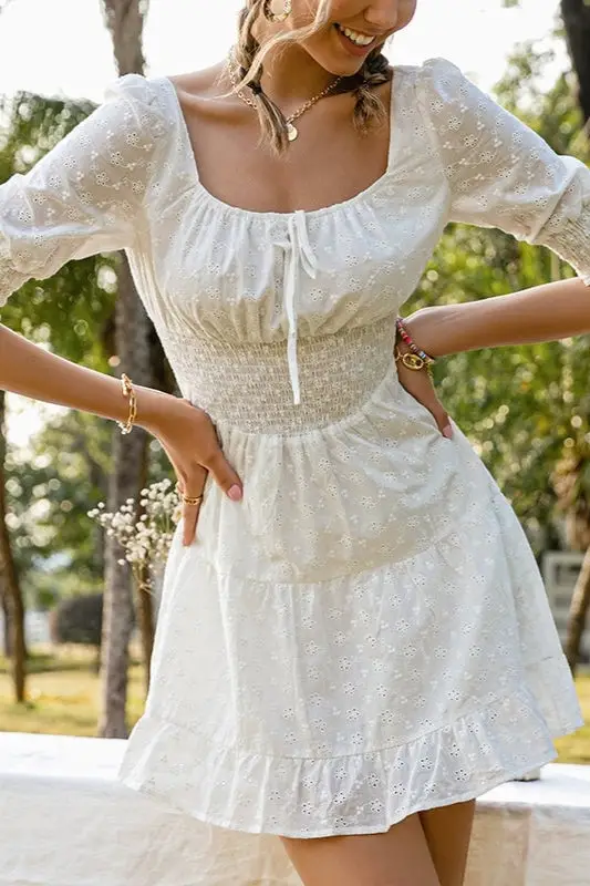 Hippie White Mini Dress Summer
