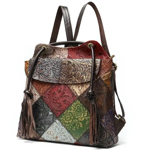 Boho Backpack Ethnic Leather