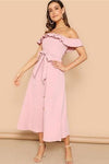 Lace Boho Maxi Dress Pale Pink sun