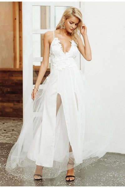 party Bohemian chic white maxi dress mother of the bride