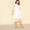women Boho white dress large size summer