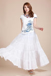 Vintage Boho Long Skirt Pleated Chiffon mother of the bride