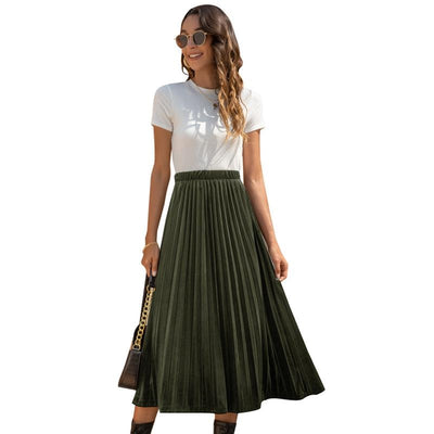 UK Boho Maxi Pleated Skirt Hippie
