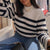 2022 Boho Sweater Black and White Stripe Chic
