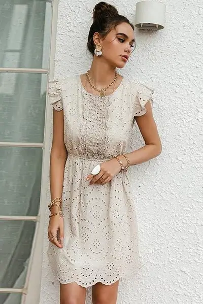 Grunge Ivory Embroidery Dress party
