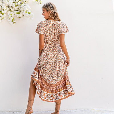 Gypsy Long Country Floral Dress wedding guest