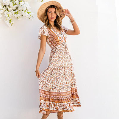 Gypsy Long Country Floral Dress Hippie