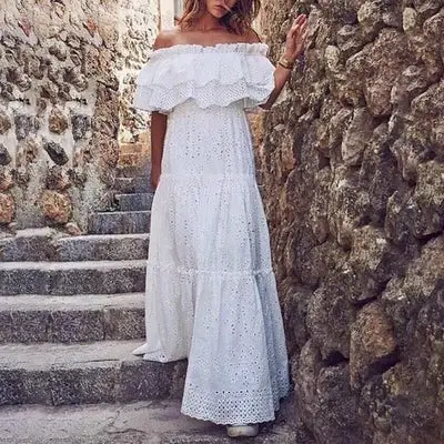 wedding guest White Maxi Dress Cowgirl Lace Ethnic