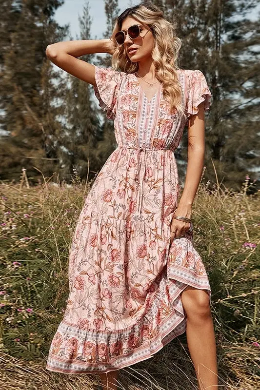 Long Pink Boho Dress  Bohemian, Country & Vintage Style