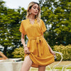 Summer V Neck Yellow Dress Floral Clothes