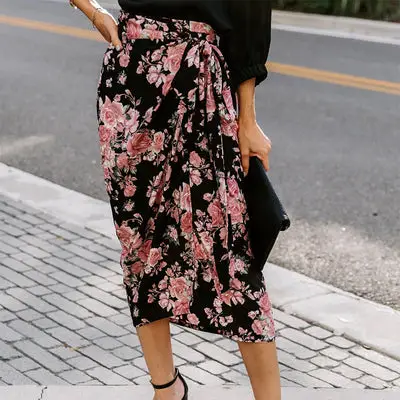 Black Floral Skirt Vintage