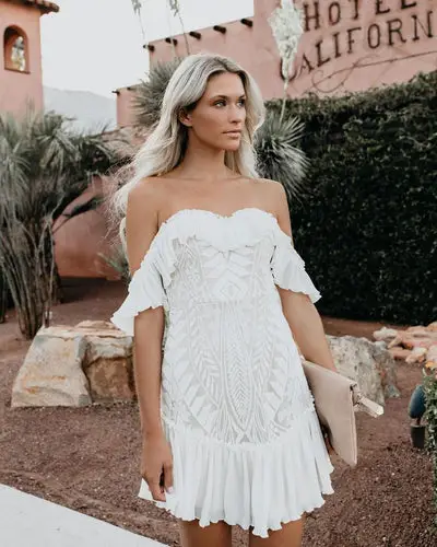 Hippie Fashion White Mini Dress 2022