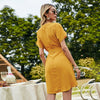 Summer V Neck Yellow Dress Lace
