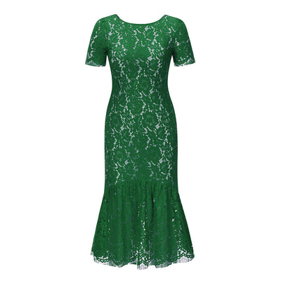 Sexy Green Backless Dress Embroidered