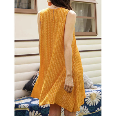 Yellow Sleeveless Casual Dress Beach Dress