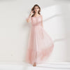 2021 Summer Pink Mesh High Waist Slim Fit Elegant Fresh Bridesmaid Dress Banquet Dress Beach Dress
