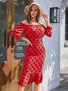 Red Polka Dot Dress Embroidered